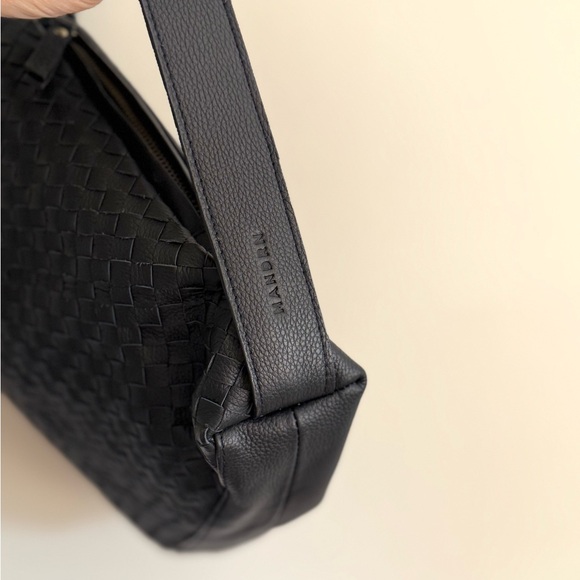 New Mandrn Leather ‘Evra’ Woven Tote black backpack - Picture 12 of 17